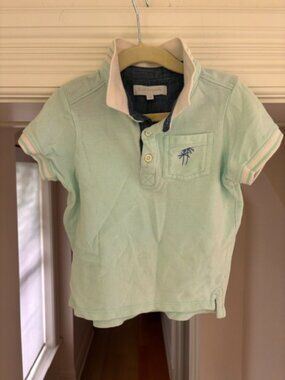 2 PIECES - French Kindergarten Boy clothing - Aqua Polo & tank